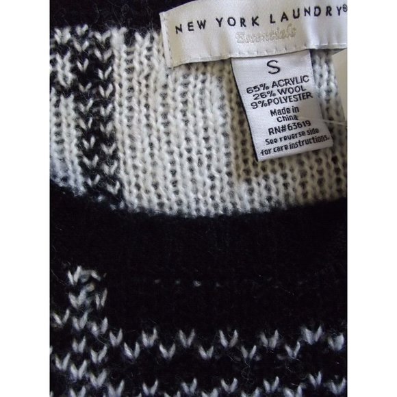 New York Laundry Sweater Womens Sz Small Wool Blend black white checkered plaid - Picture 8 of 9